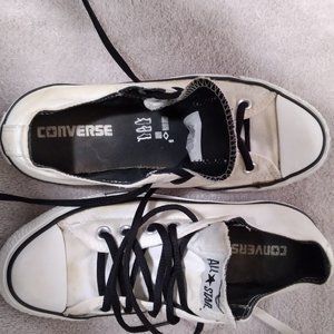 White Converse Low Tops with Black Laces